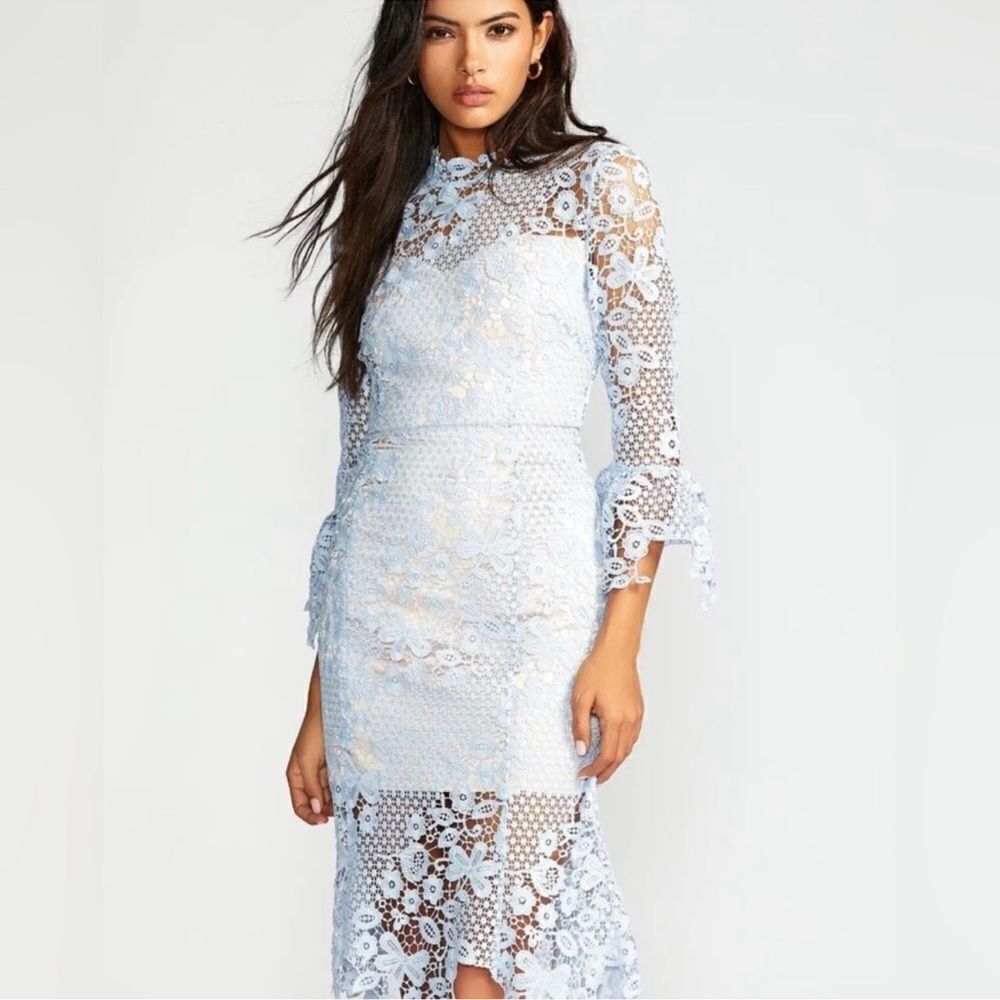 NEW FREE PEOPLE LA SPEZIA DRESS CROCHET LACE LONG SLEEVE MIDI DRESS